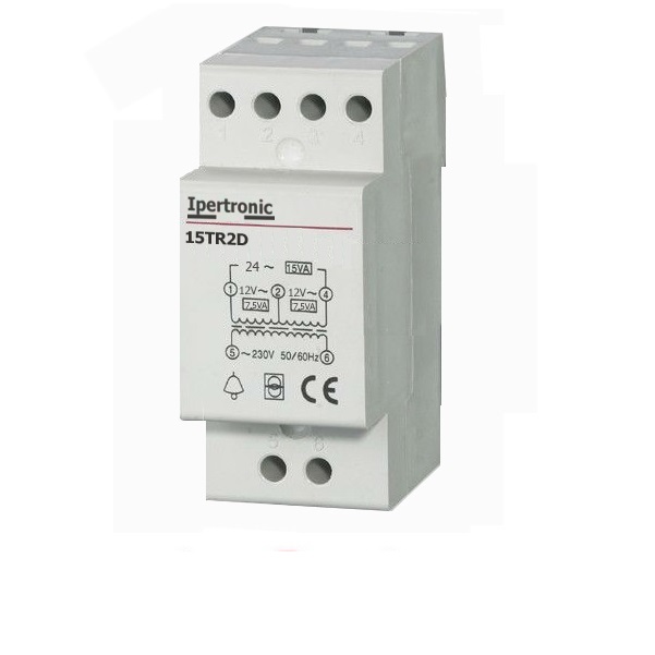 Trasformatore 12/24V 15VA 2 Moduli DIN